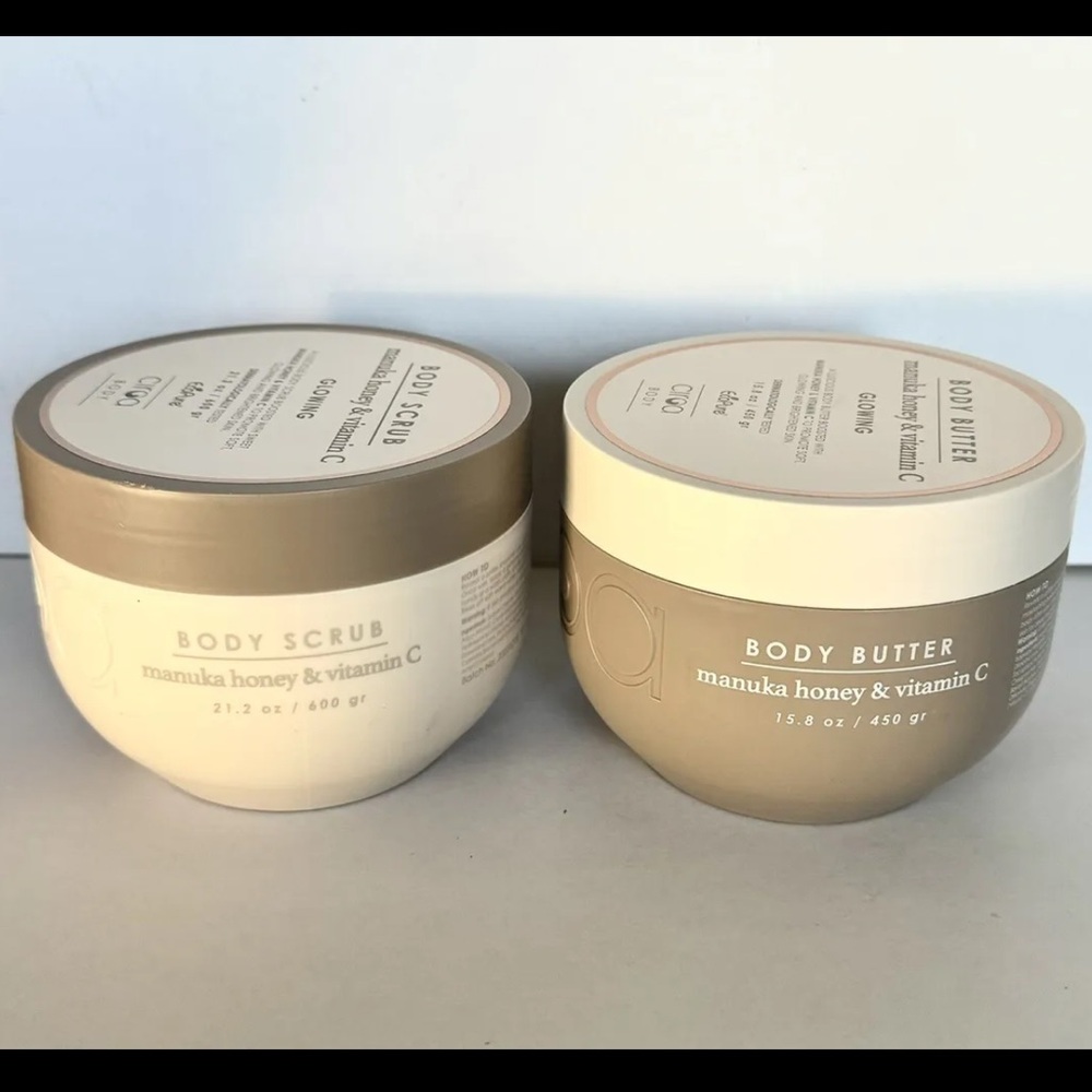 2pack Ciroa Manuka Honey & Vitamin C GLOW Body Butter 15.8 oz & Scrub 21.2 oz